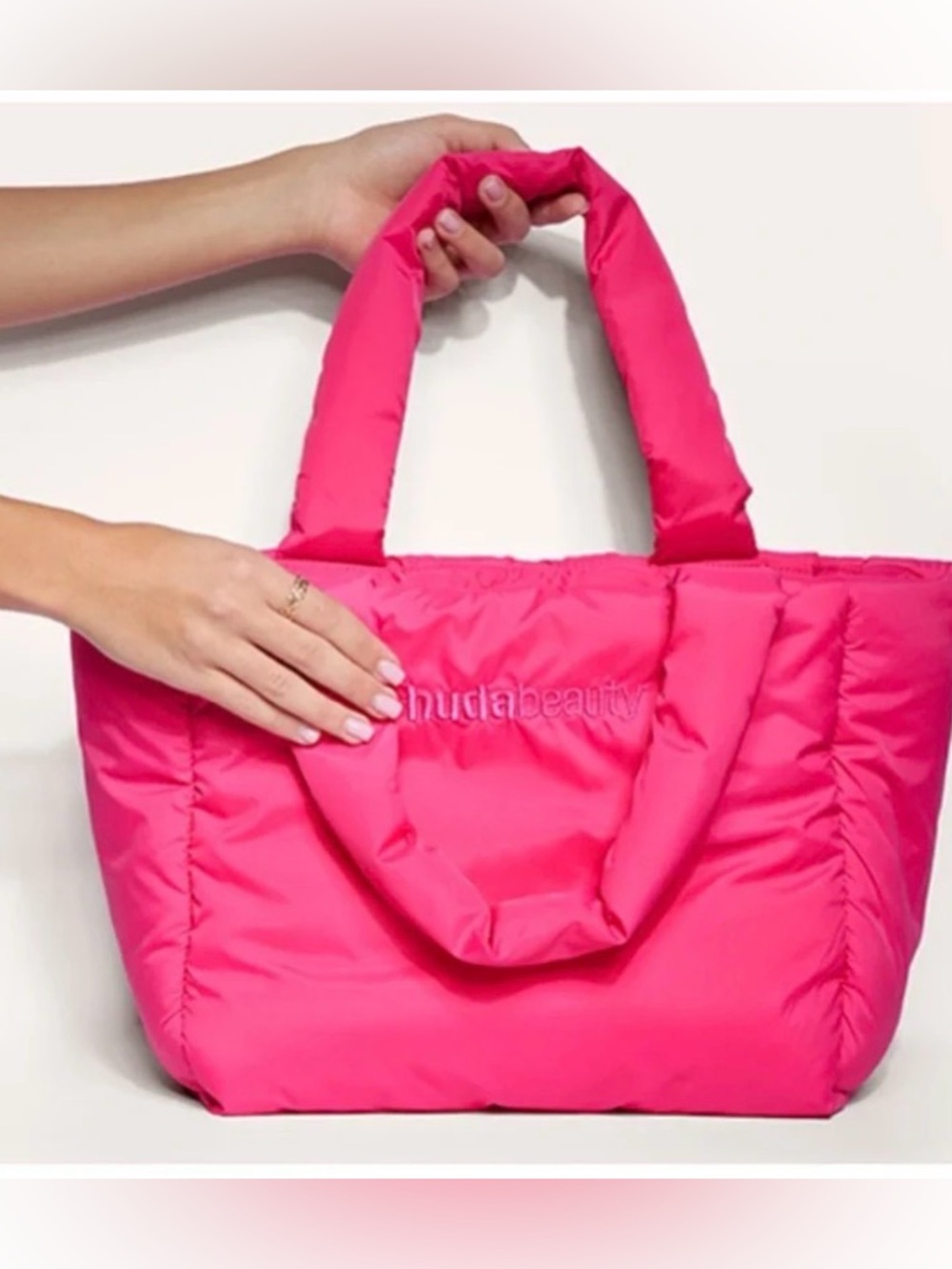 HUDA BEAUTY Hot Pink Quilted - Puffer Tote - Picture 2 of 7